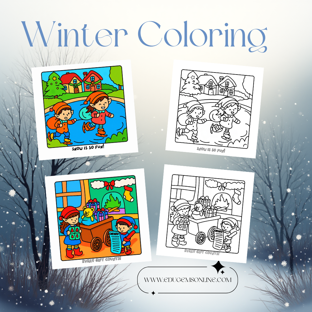 Elf wrapping gifts coloring page.