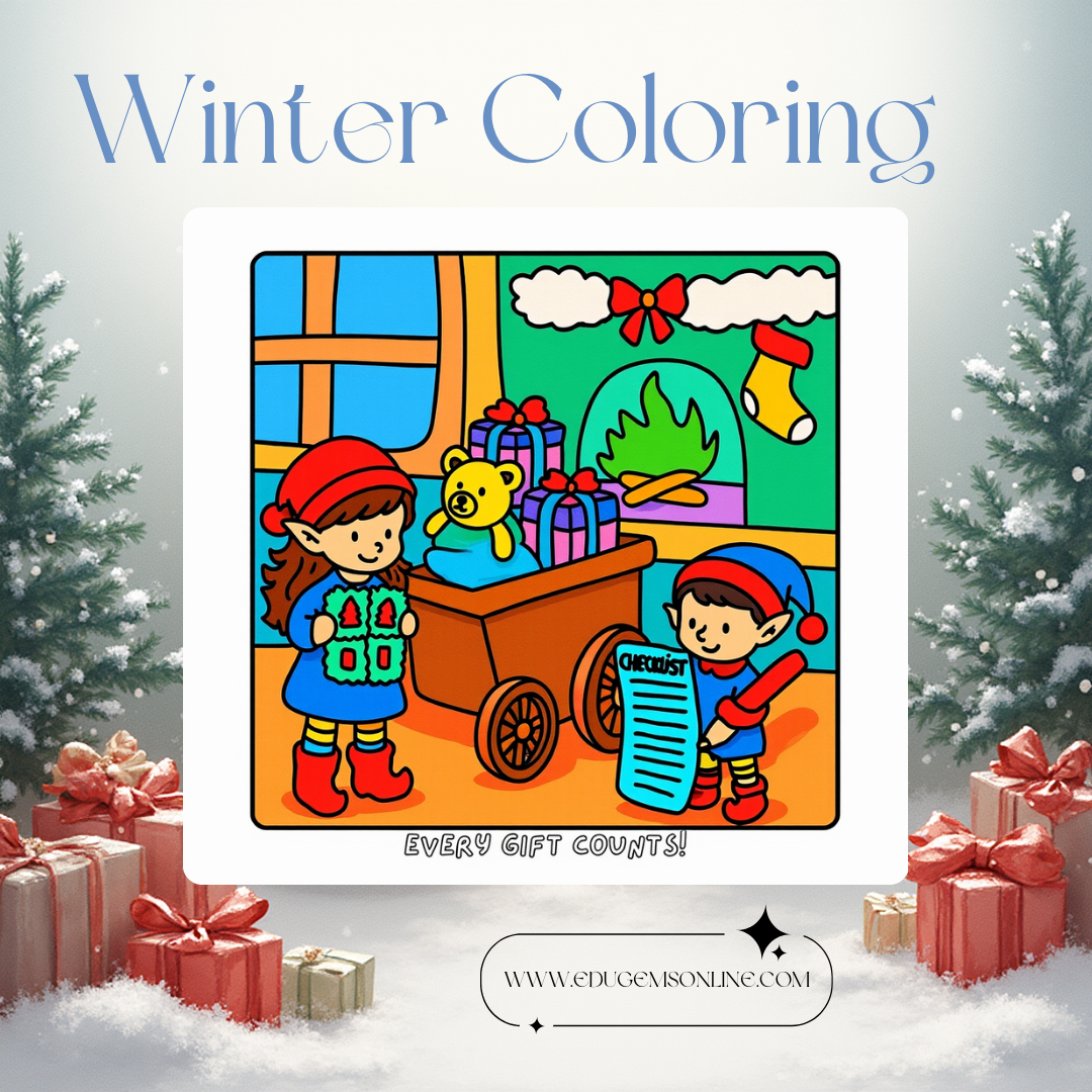 Reindeer ride and North Pole coloring adventure