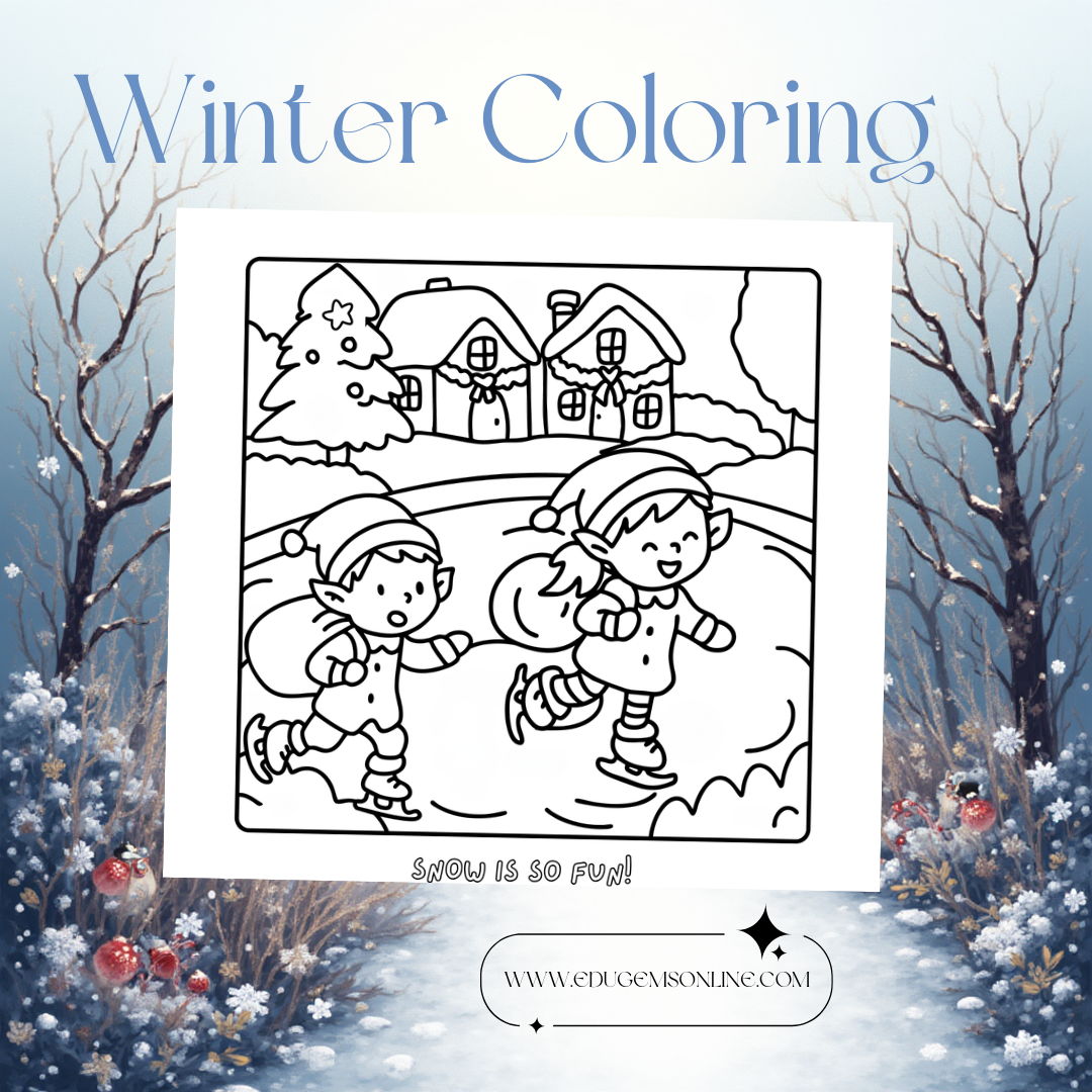 Santa's helpers holiday themed coloring page