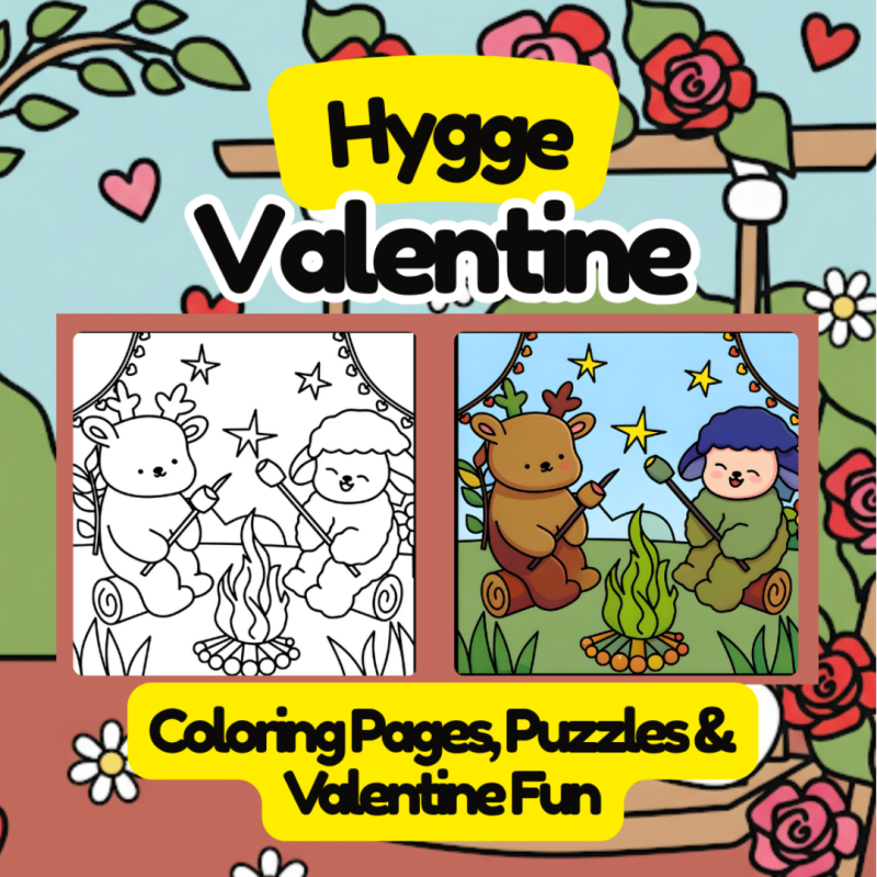 Hygge Valentine coloring book cover