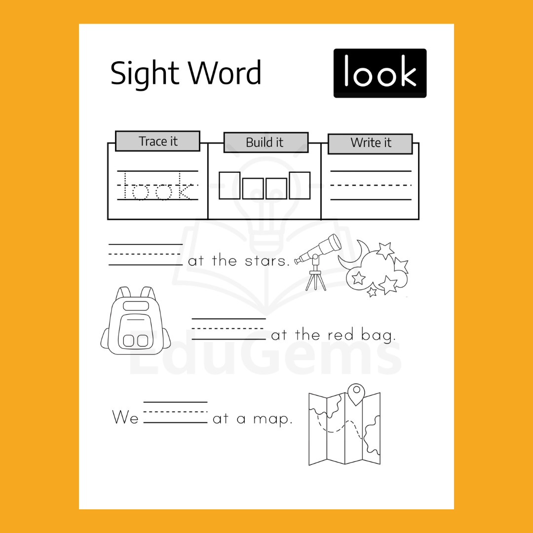 Trace it, Build it, Write it worksheet